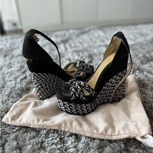 Jimmy Choo Tweed & Suede Platform Wedges